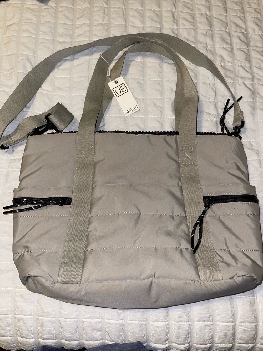 Urban Expressions Neutral Gray/Stone Quilted Tote with Pockets
